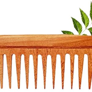 Neem Wood Curly Hair Comb for Women & Men | Hair Growth | Anti Dandruff